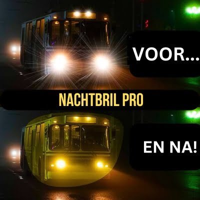 Vergelijking autorijden 's nachts zonder en met anti-verblinding nachtbril voor beter zicht